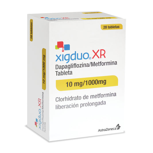 XIGDUO XR 10 mg / 1000 mg 28 TABLETAS - Farmacias DMM
