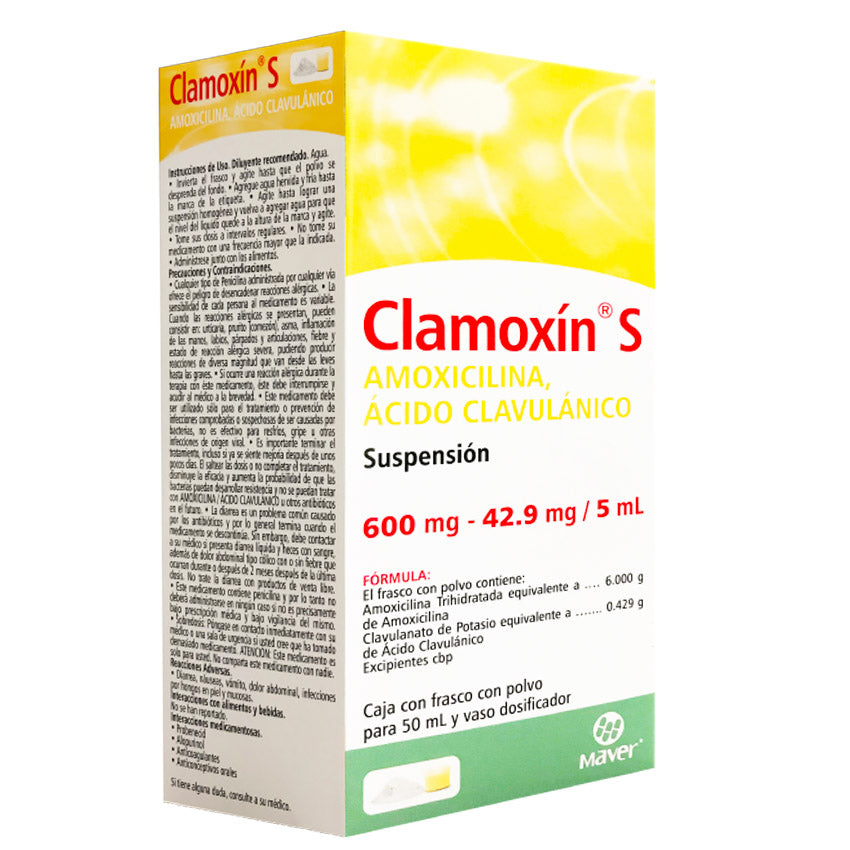 CLAMOXIN S 600 mg /42.9 mg/ 5ml SUSP 50 ml - Farmacias DMM